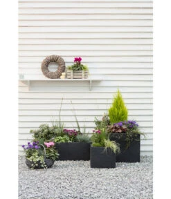 Dehner Kunststoff-Blumenkübel Palermo, Anthrazit -Ecopotos Geschaft 3728110 3728151 3940756 WE MO 006 KunststoffBlumenkuebelKubusanthrazitBlumentopf