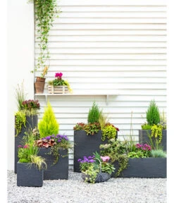 Dehner Kunststoff-Blumenkübel Palermo, Anthrazit -Ecopotos Geschaft 3728110 3940764 3693611 WE MO 001 KunststoffPflanzkastenKubus