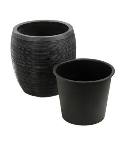 Dehner Polystone-Topf Singapur, Rund, Anthrazit -Ecopotos Geschaft 5147558 5147566 5147574 WE DE 002 DehnerPolystonePflanztopfBlumentopf