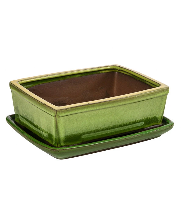 Dehner Keramik-Bonsaischale, Rechteckig, Gelb/hellgrün, Ca. B21/H7,5/T15 Cm 3 Dehner Keramik-Bonsaischale, Rechteckig, Gelb/hellgrün, Ca. B21/H7,5/T15 Cm